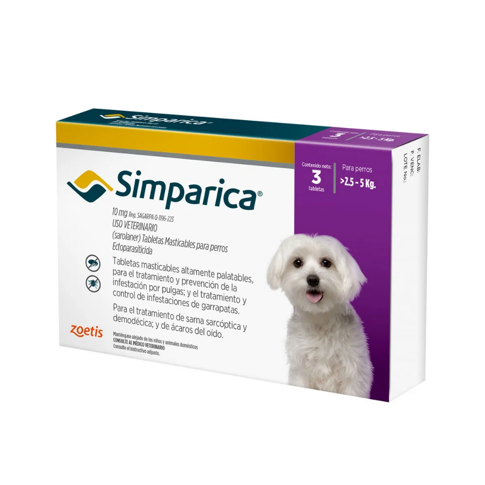 Simparica 10 mg 2.5 a 5 kg - 3 Comprimidos