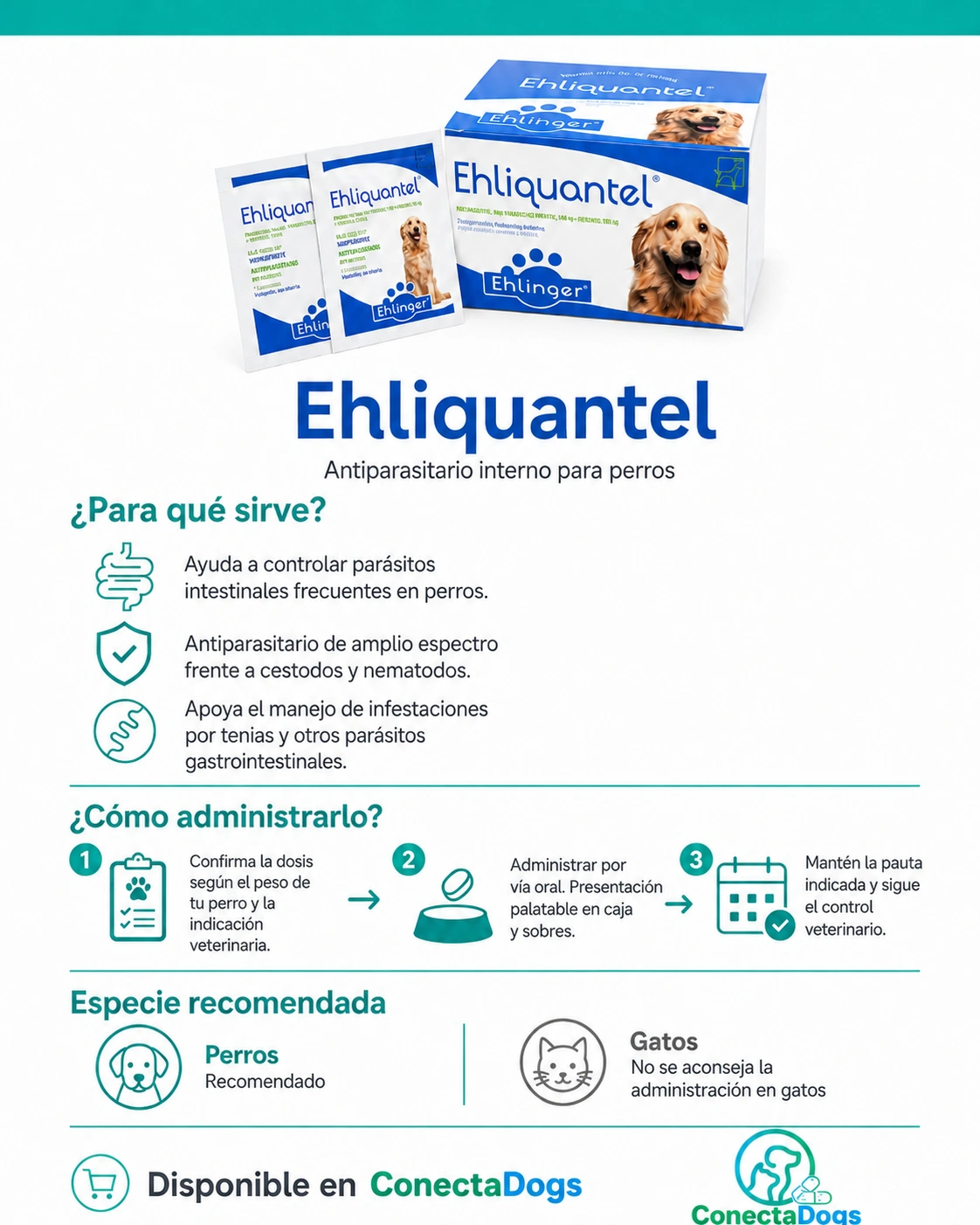 Ehliquante caja con 50 sobres – Comprimidos para perros hasta 10 kg - Imagen 3