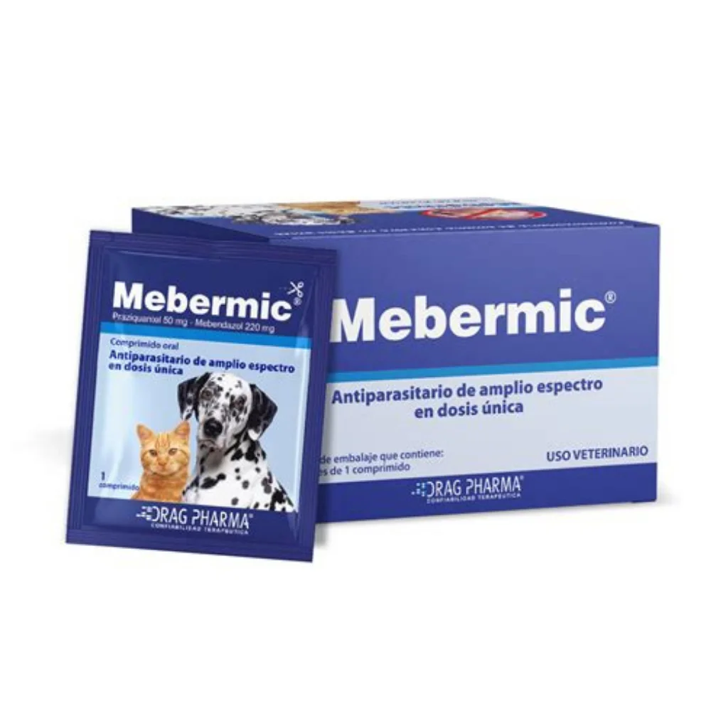 Mebermic antiparasitario interno perros y gatos – caja 50 sobres desparasitante